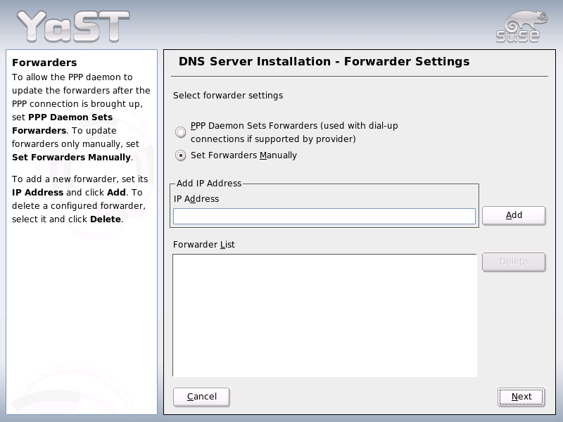 DNS Server Installation: Forwarder Settings